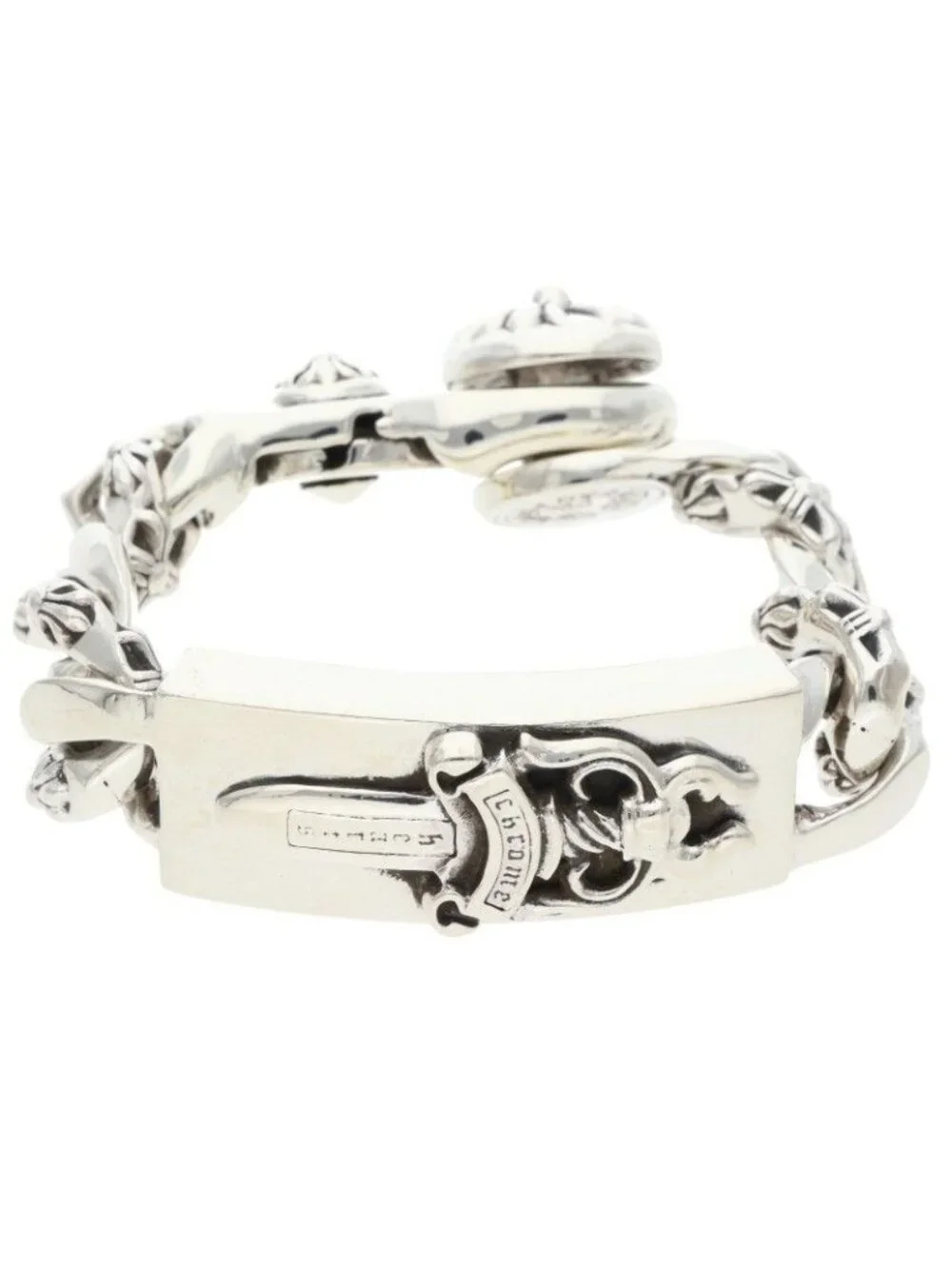 Chrome Hearts Fancy ID Dagger ID Clip Silver Bracelet
